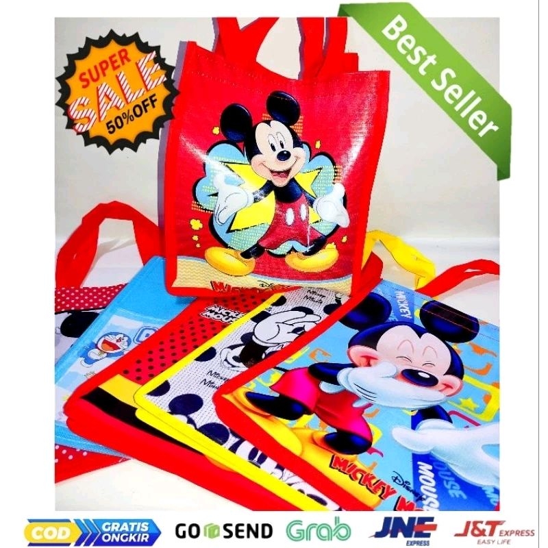 

[J-NICHOLAS STORE] TOTEBAG ANAK / Tas belanja / kantong makanan anak mickey JN1310