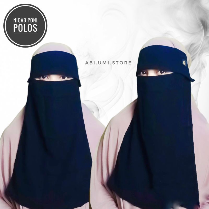 niqab cadar poni polos 43cm silky jetblack by.Raspati hijab
