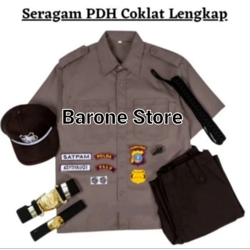 Baju Seragam Satpam / Security Coklat PDH Lengkap, Murah Berkualitas