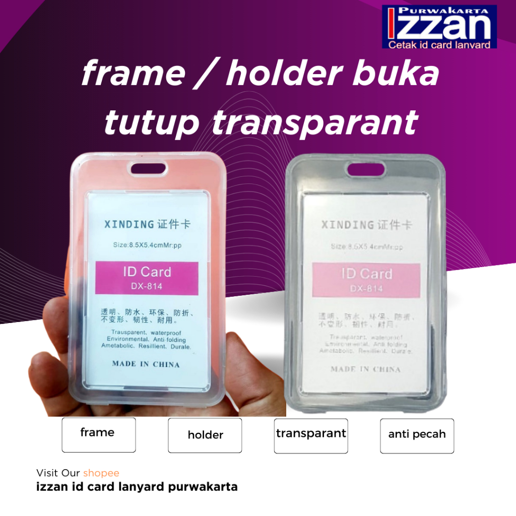 

wadah idcard buka tutup transparan frame card anti pecah bening card holder