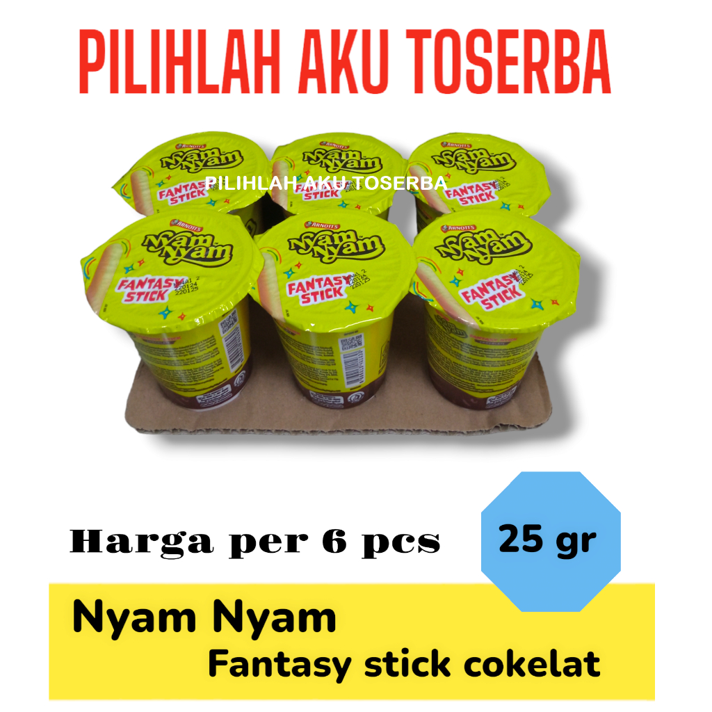 

Arnott's Nyam Nyam Fantasy Stick CHOCOLATE 25 gram - ( HARGA 6 PCS )