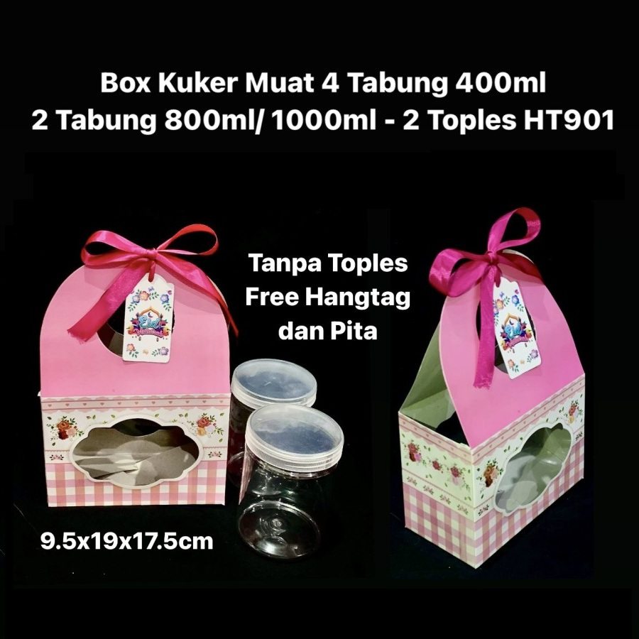 

(5 pcs) kardus idul fitri tentneg 10x19x19 cm dus jinjing hamoers lebaran dus toples kue kering eid mubarok