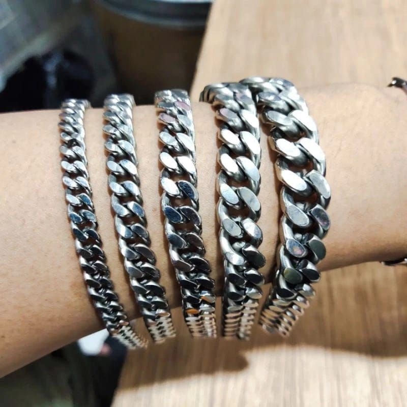 GELANG RANTAI BAJA MONEL/BESI PUTIH