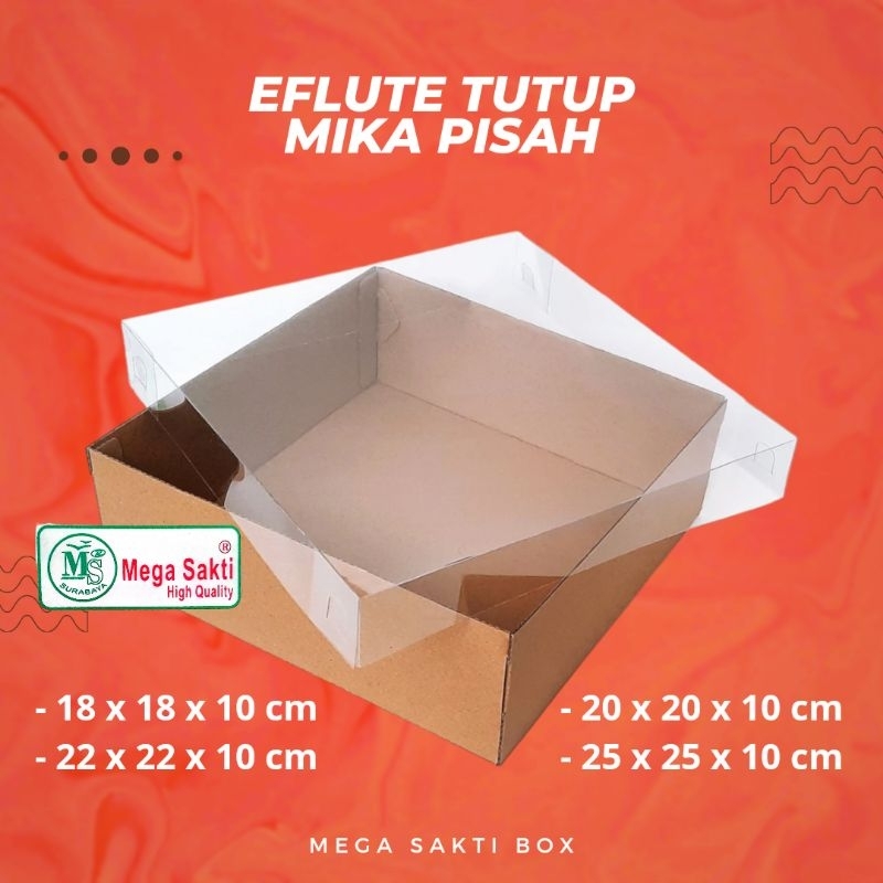 

(ISI 10 PCS) DOS / DUS EFLUTE TUTUP MIKA PISAH / DOS KUE / EFLUTE TEBAL TUTUP MIKA / DOS HAMPERS