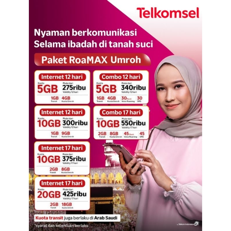PAKET DATA INTERNET UMRAH HAJI TELKOMSEL ROAMING INTERNASIONAL PROMO 