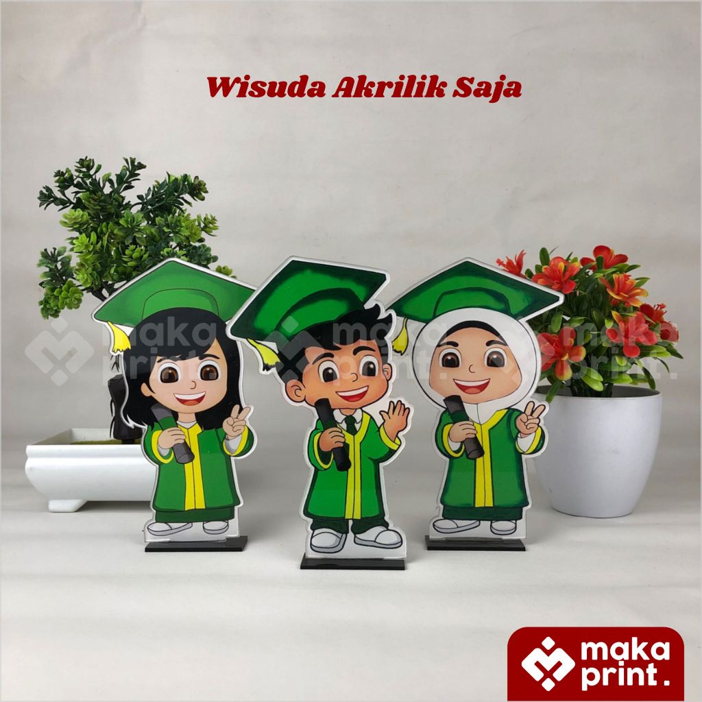Piala Wisuda Akrilik (Hijab Hijau) Akrilik Saja - Piala Wisuda Universitas Islam Negeri UIN Walisong