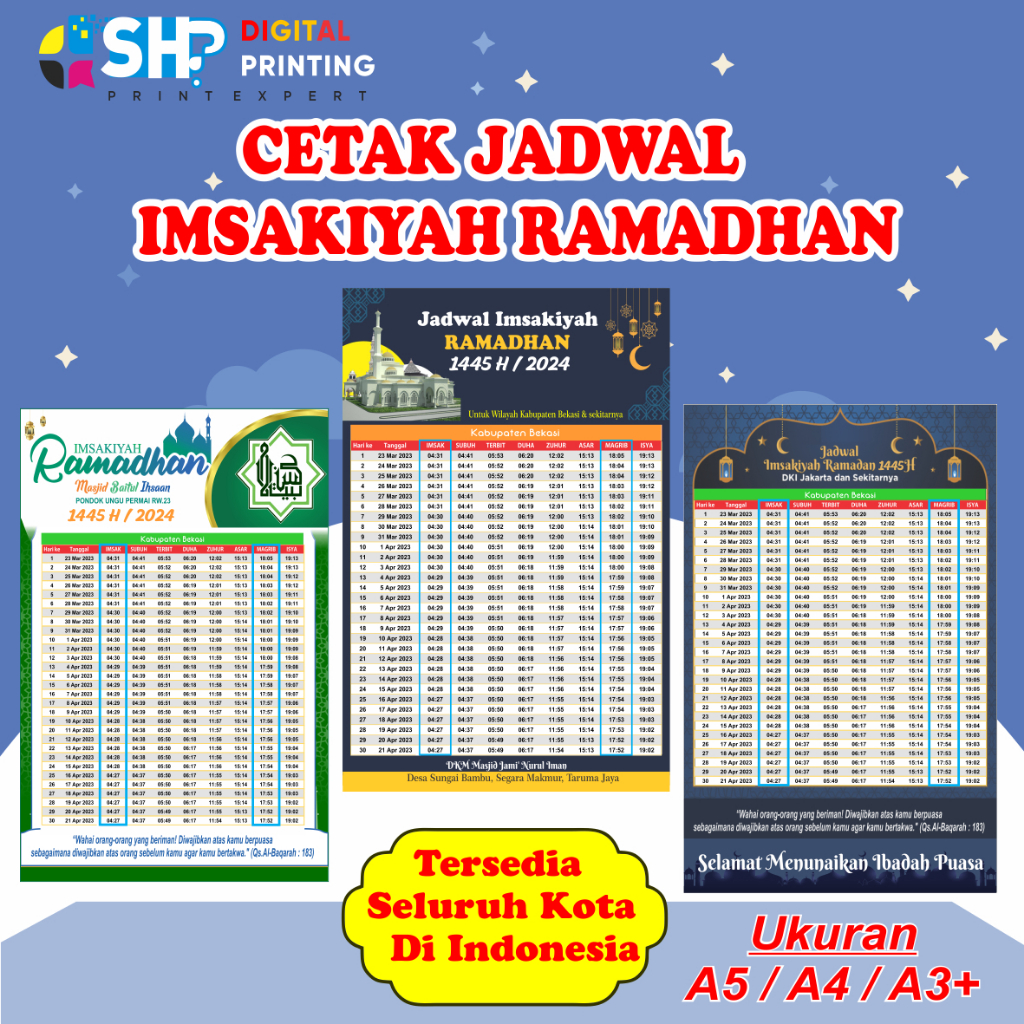 

Cetak Jadwal Imsakiyah Ramadhan Ukuran A5/A4/A3+ Seluruh Wilayah