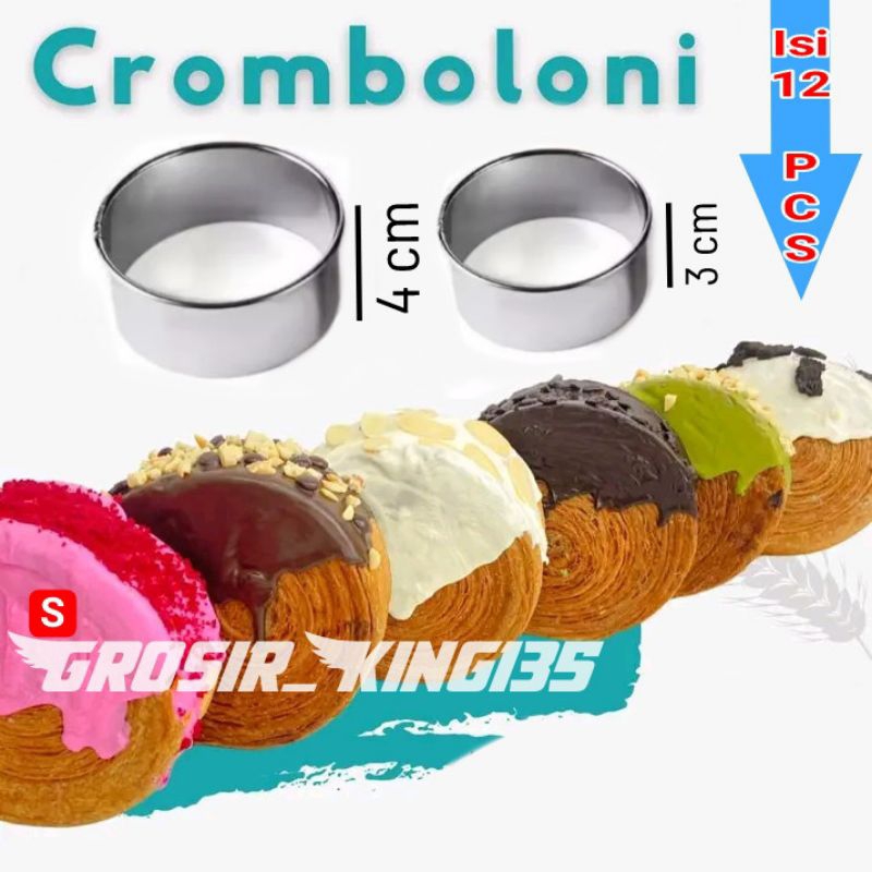 12 Pcs ring roti bulat  Cromboloni / ring burger/ ring cutter stainless Cetakan Kue Cake Bakery 5/6/