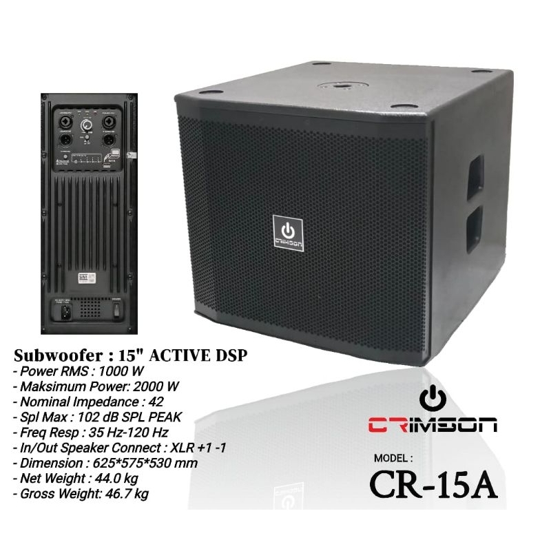 SPEAKER AKTIF SUBWOOFER DSP CRIMSON CR-15A SUB AKTIF 15 INCH 1000 WATT ORIGINAL