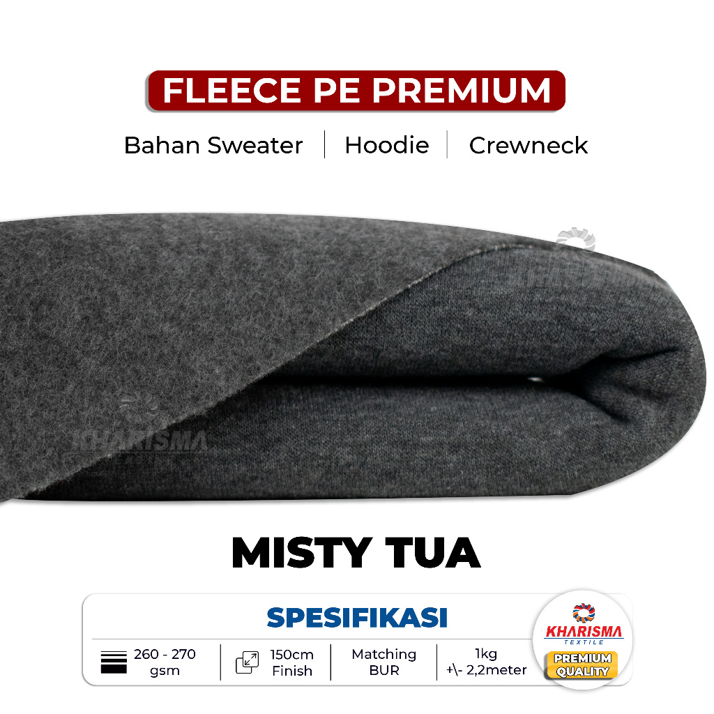 Bahan Jaket Sweater Kain Fleece PE Premium Misty Tua Kharisma Textile