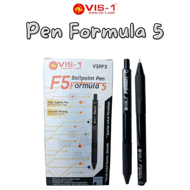 

Bolpoin Hitam F5 0.7mm / Pena Vis-1 mirip Snowman V5