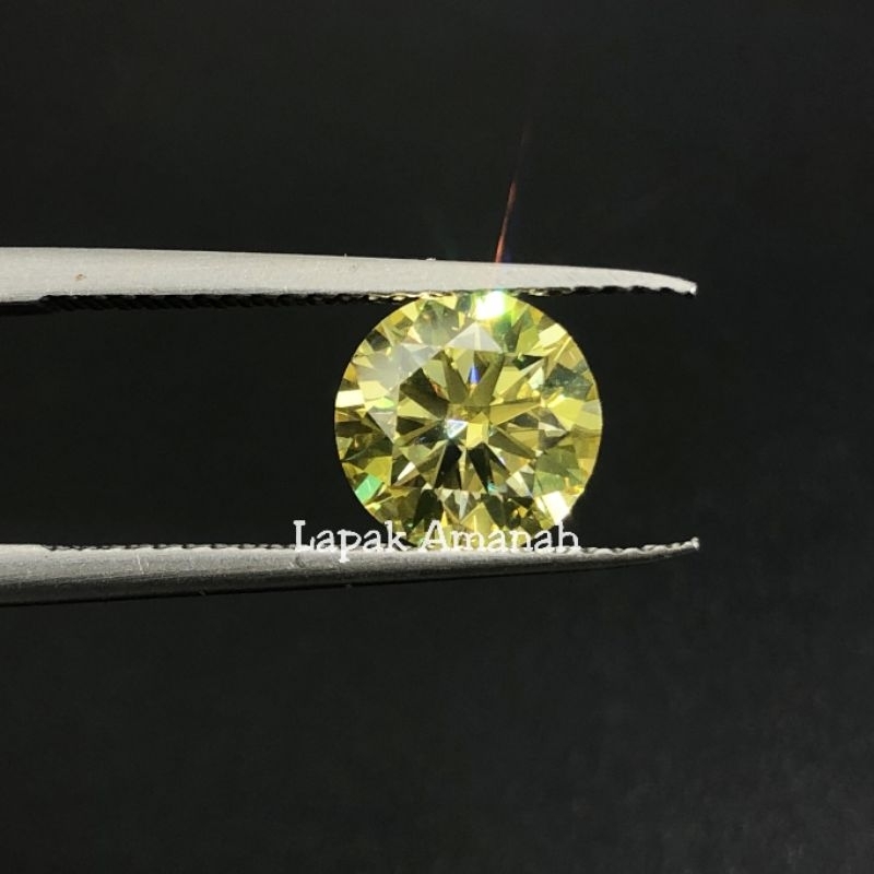 Batu Moissanite GRA Sertifikat Yellow Moissanite 1ct