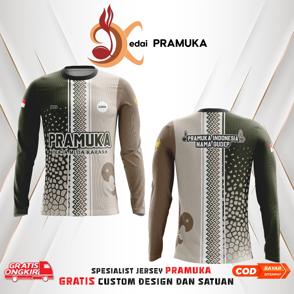 BAJU PRAMUKA CUSTOM DESAIN FREE OUTDOOR