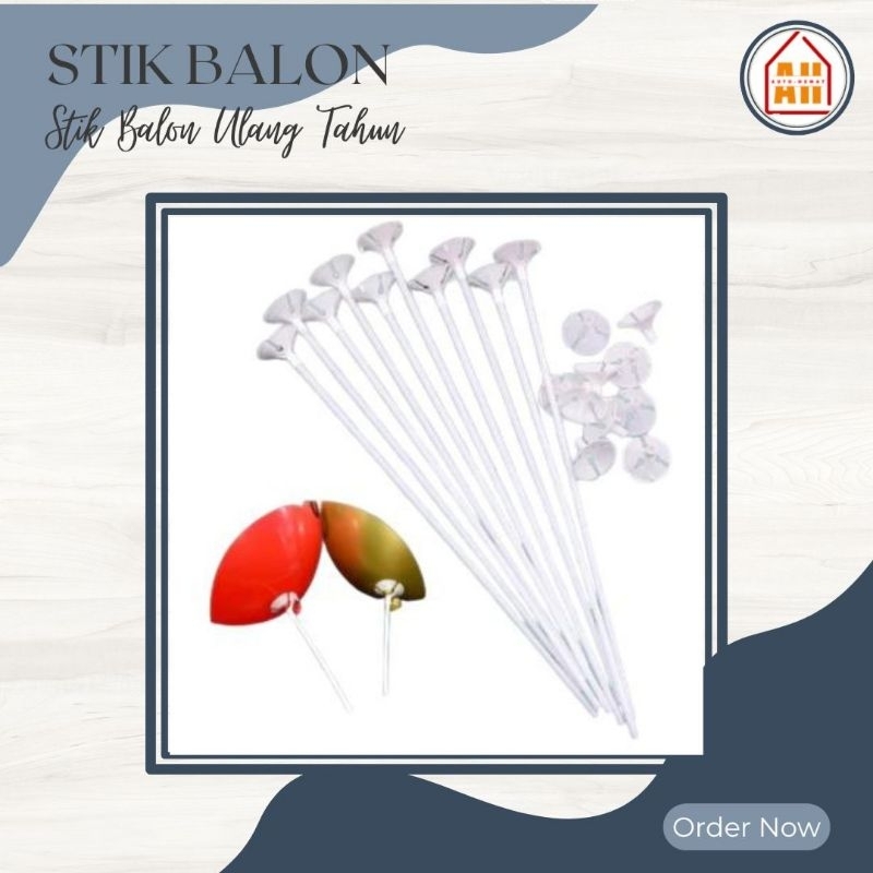 Stik balon ulang tahun / tangkai balon / stick + cup balon panjang 40cm
