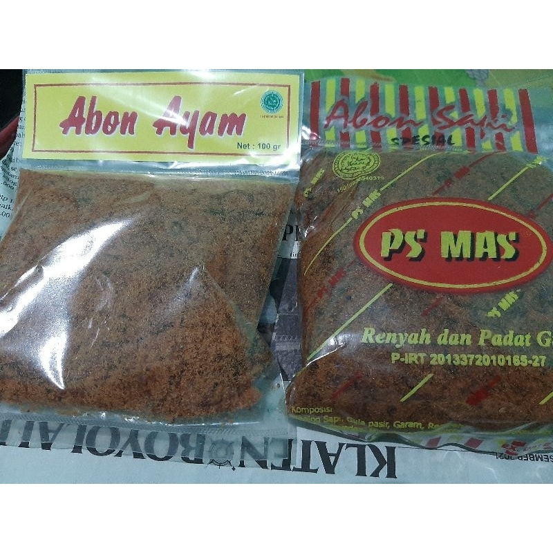 

Abon Sapi PS MAS 100gr asli Solo / Abon Ayam / Abon Sapi