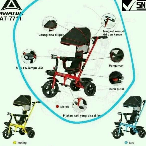 Sepeda roda 3 stroller aviator