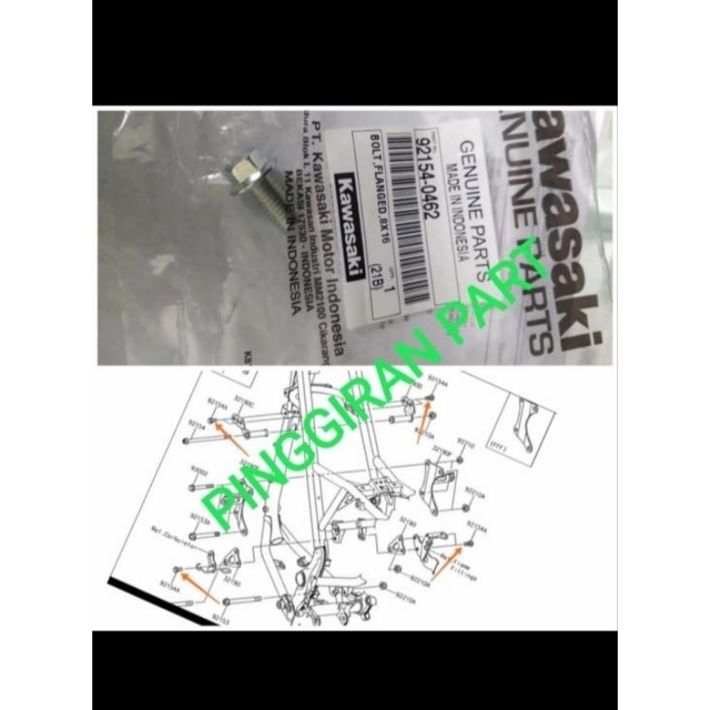 baut breket mesin baut rangka  klx 150 original