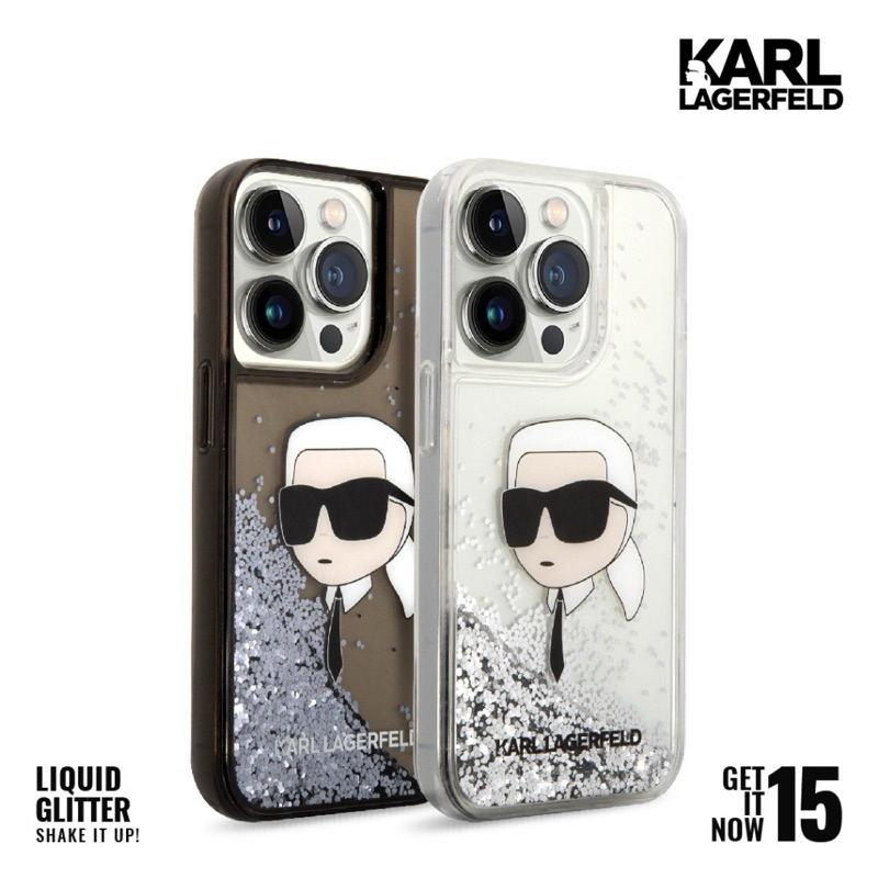 case Iphone 15 pro max KARL TRANSPARAN LIQUID GLITTER ORIGINAL