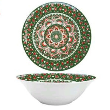 MANGKOK KERAMIK WHITE LINE MOTIF FUJI 7 INCH 1/2 LUSIN