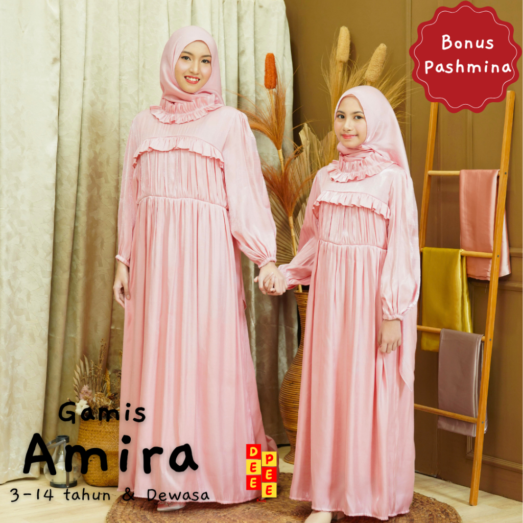Gamis Shimmer AMIRA, long dress muslimah anak cewek perempuan umur 3 4 5 6 7 8 9 10 11 12 13 14 tahu