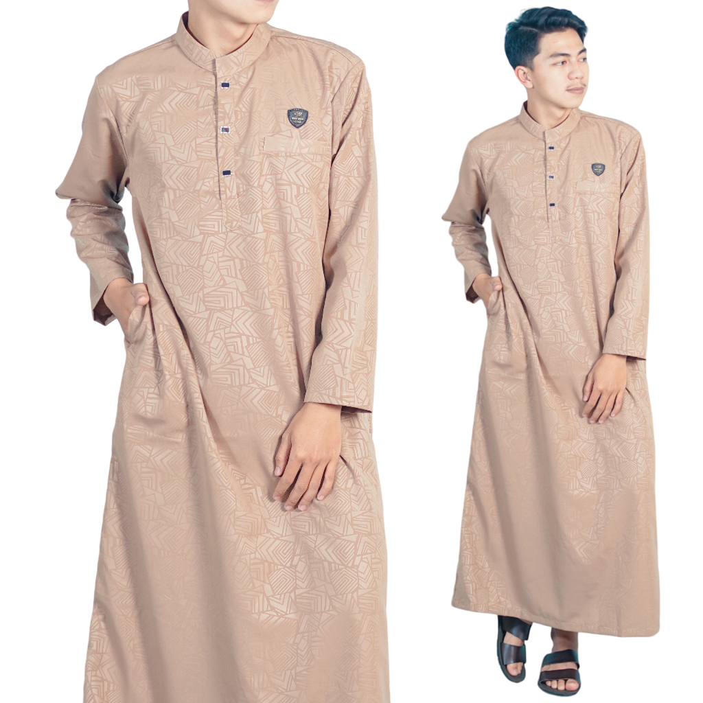 JUBAH PRIA EMBOS MOTIF TERBARU/gamis pria/dengan bahan super adem aju Muslim Pria Kekikinan - Gamis 