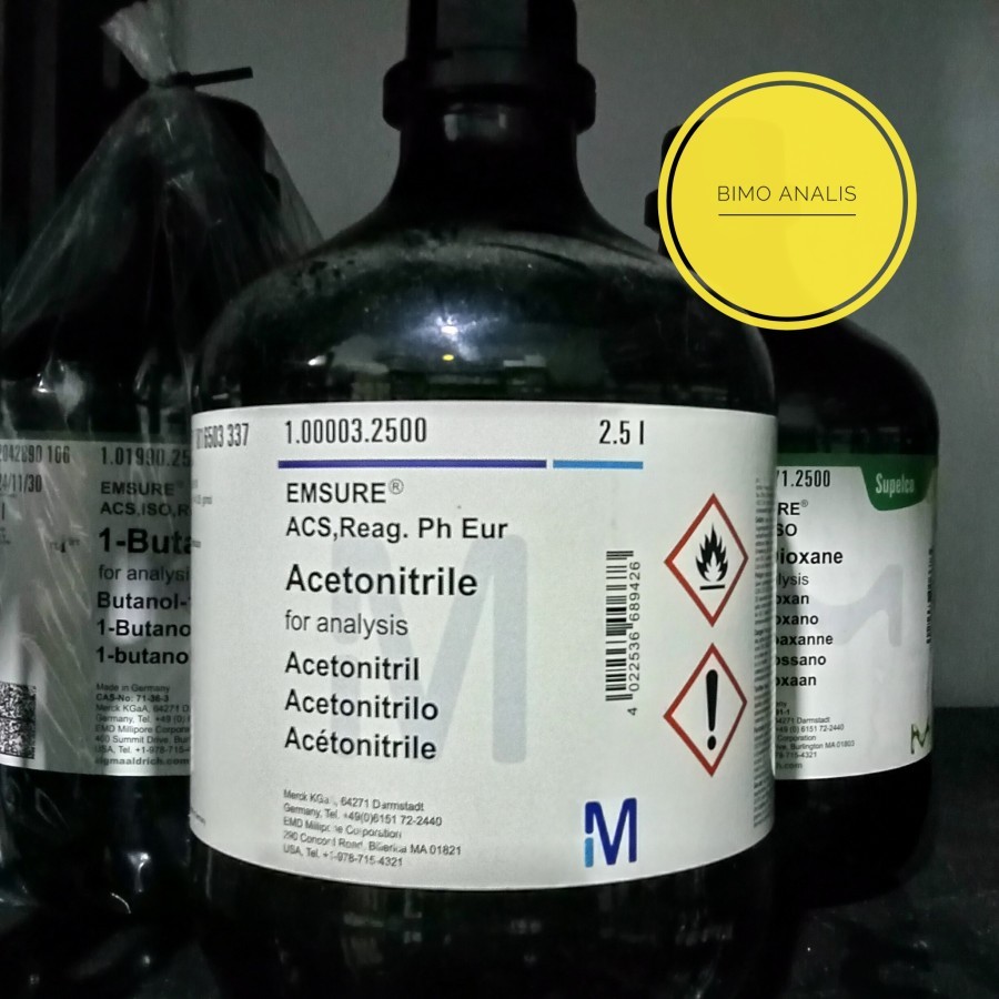 Acetonitrile Pro Analis 250mL Merck 100003 | Asetonitril ( repack )