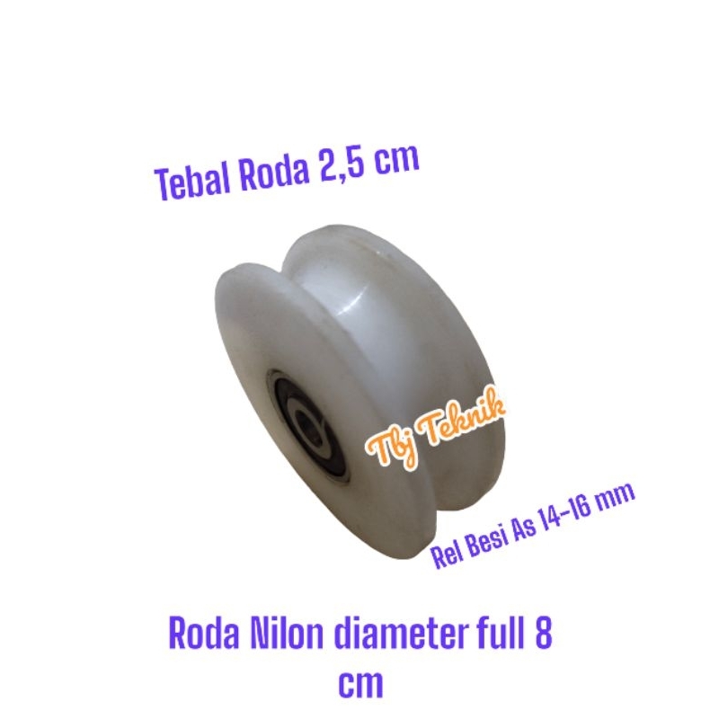 roda pagar nilon 8 cm tanpa rumah roda