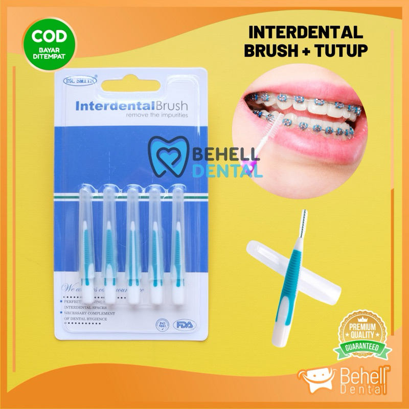 1Pack SIKAT SELA GIGI DR SMITH BIRU ISI 5 DENGAN TUTUP - Interdental Brush Ortho Bulu Lembut - Sikat