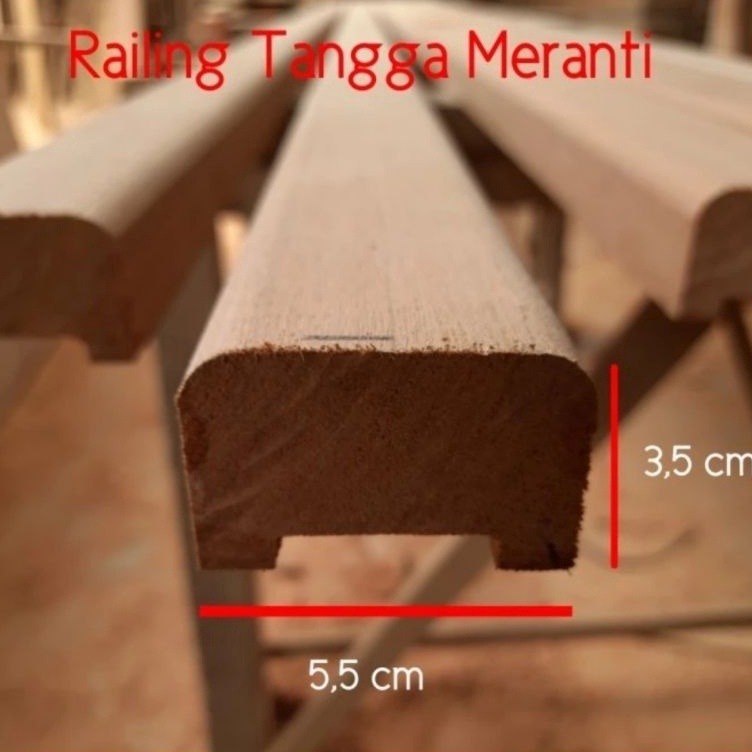 Selalu Baru Handrail Pegangan Tangga Railing Kayu Meranti per meter