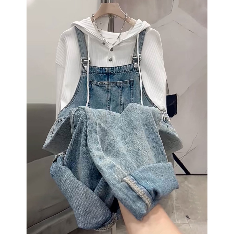 LANGSUNG KIRIM cantikyaid Overall Jeans Wanita Impor Cowboy overall Musim panas wanita 224 longgar f