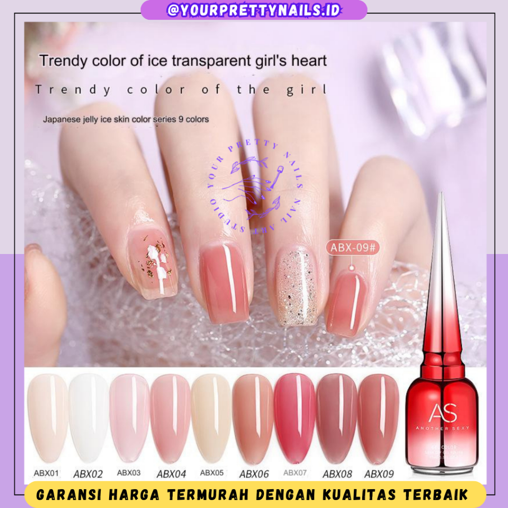 AS NAIL GEL POLISH ABX SERIES WARNA JELLY GEL POLISH ABX SATUAN 15ML / KUTEK GEL BENING JELLY FRENCH