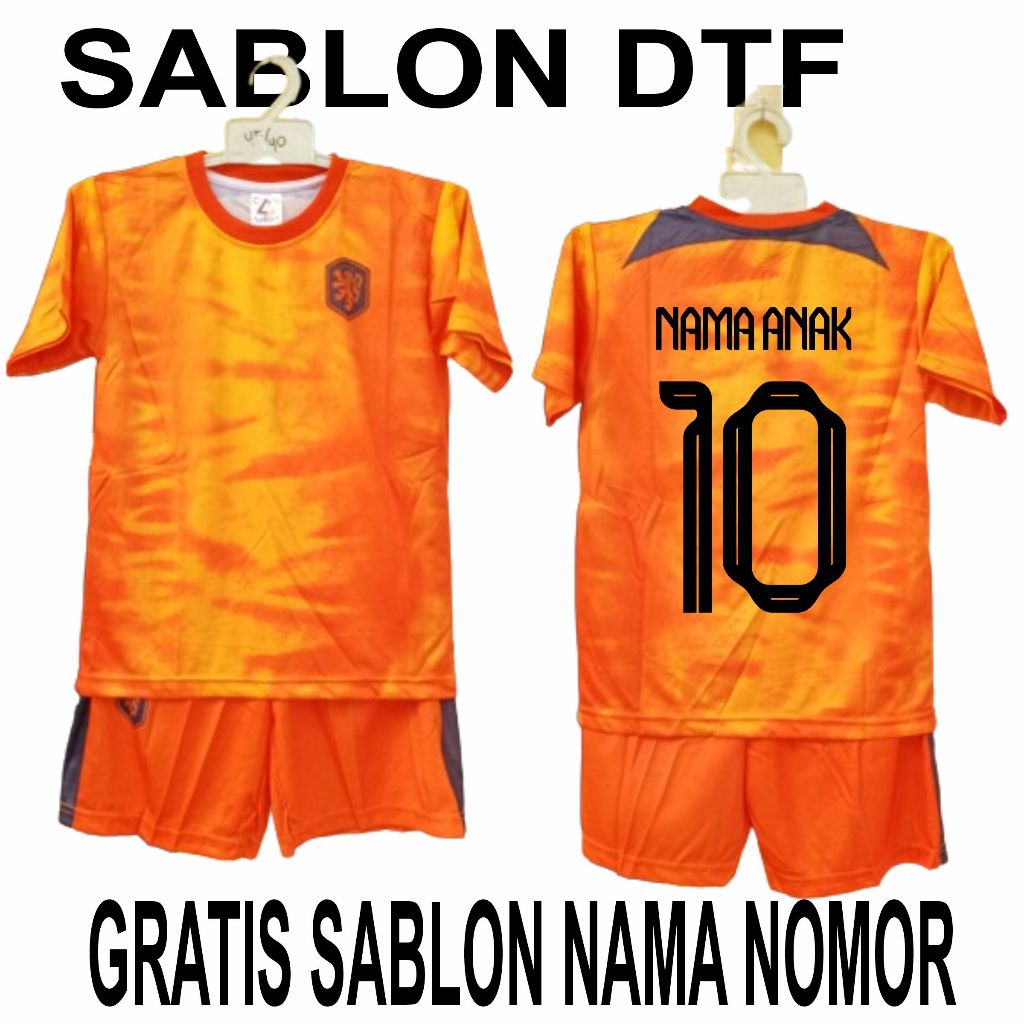 jersey bola anak timnas belanda/setelan jersey bola nederland/baju bola negara belanda printing