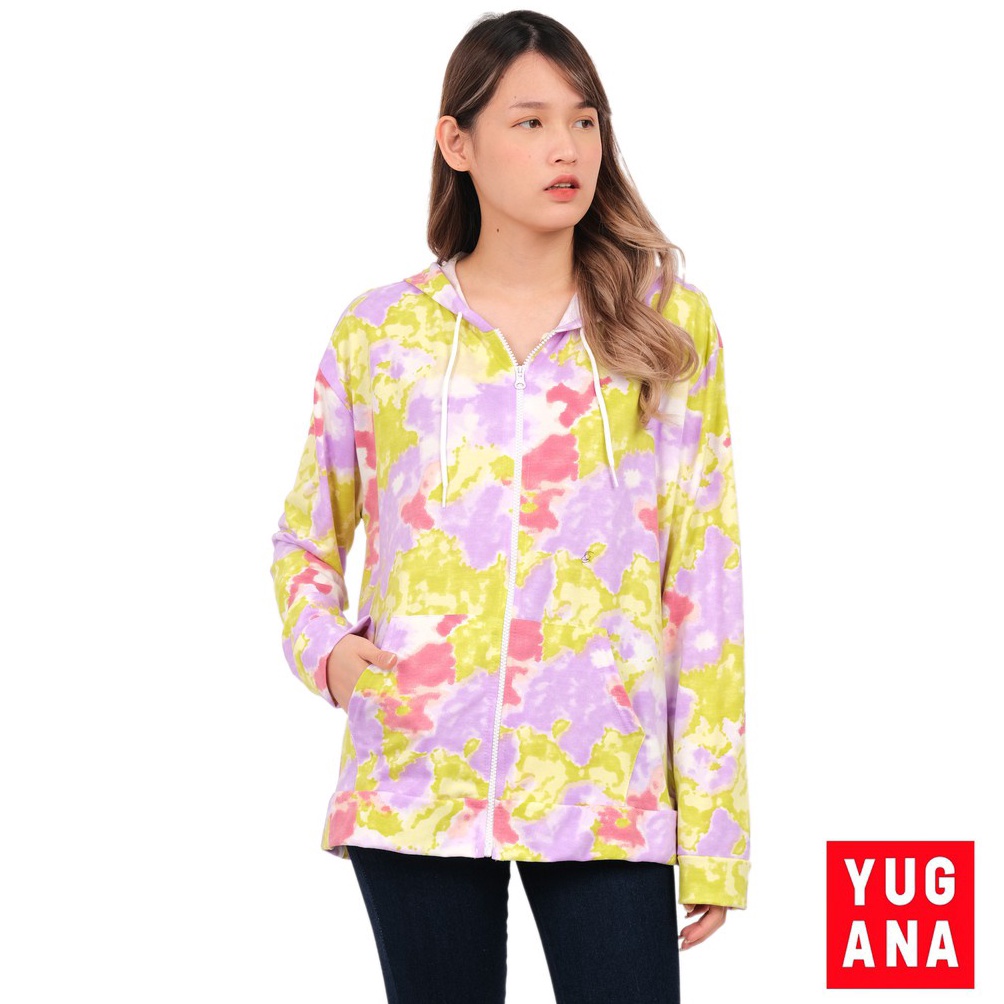 Kirim Sekarang YUGANA  REBANI Jaket Oversize Wanita Hoodie Tie Dye Baju Cewek Warna Putih Pink Tosca