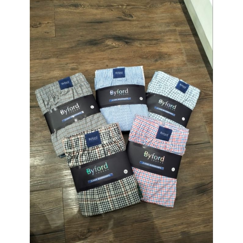Boxer BYFORD Isi 3 Pcs Bahan Katun Boxer Short Celana Pendek