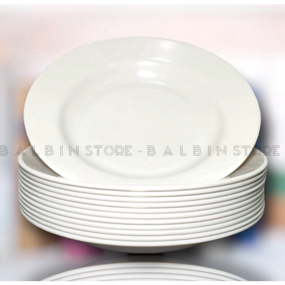 Penawaran Spesial 1 LUSIN PIRING MAKAN 9 PUTIH SEMI MELAMIN SSJ PLASTIK WARE FOOD GRADE P21