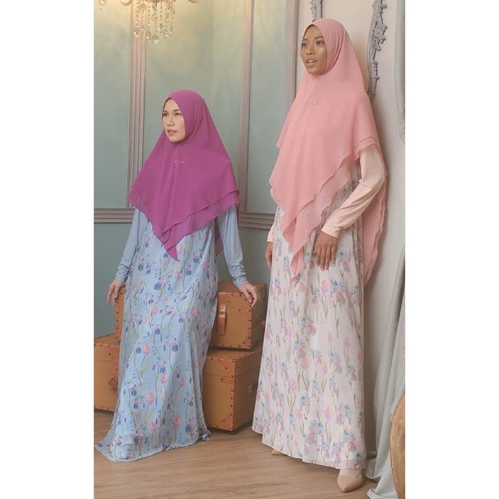 [SILMIKAFF] Sisesa Set FAHIMAH POWDER BLUE Premium Syari Setelan Baju Muslim Wanita Dress Trendi ORI