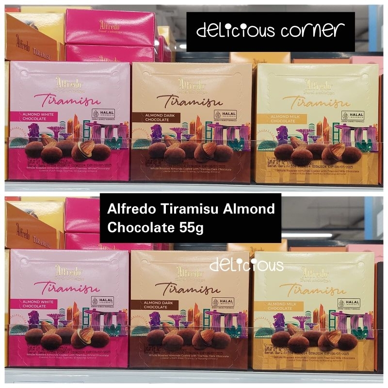 

Alfredo Almond Tiramisu Chocolate 55g Travel Exclusive cokelat coklat premium Malaysia halal