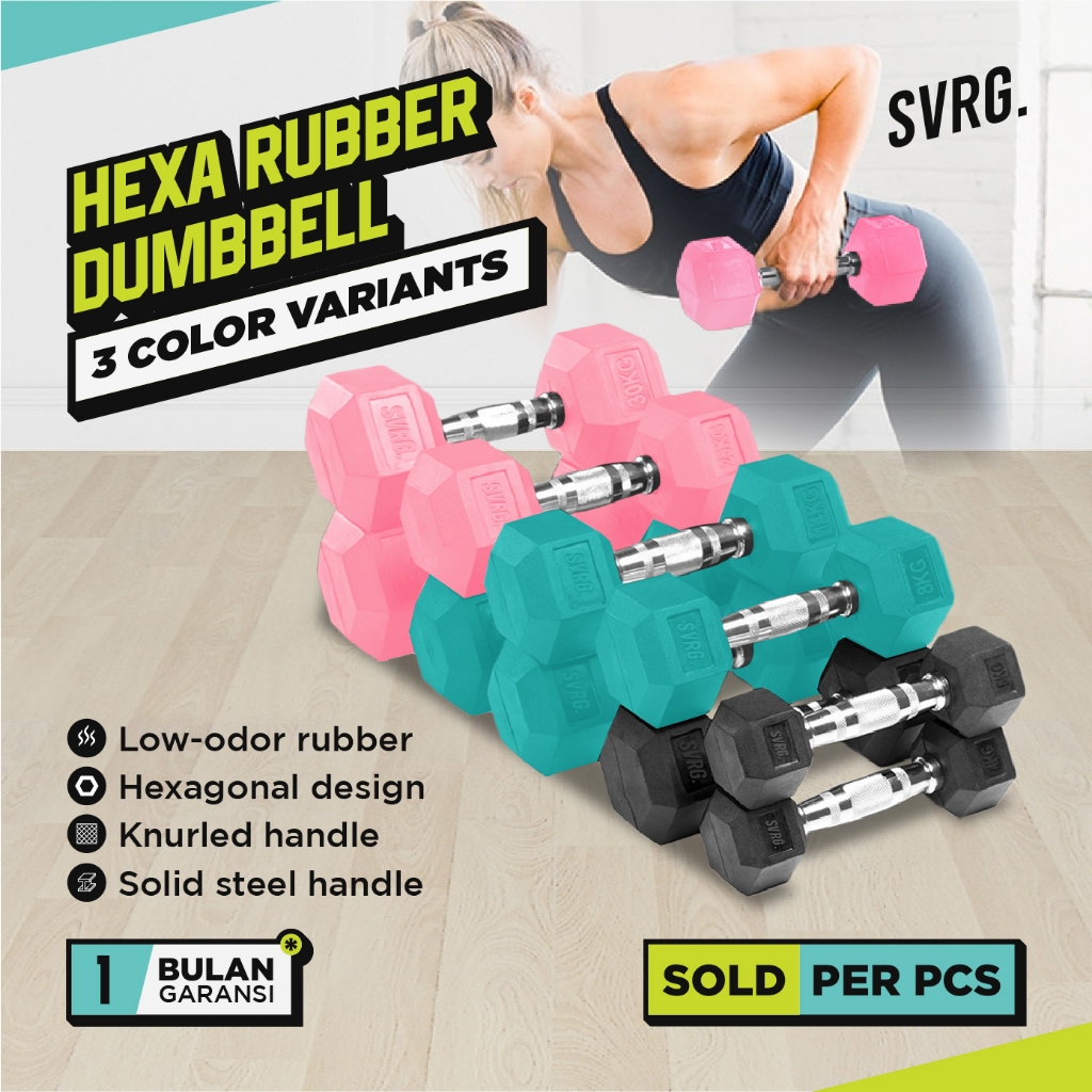 Svarga Hexagonal Dumbbell - 10 KG - Hexagon Rubber Dumbell Barbell