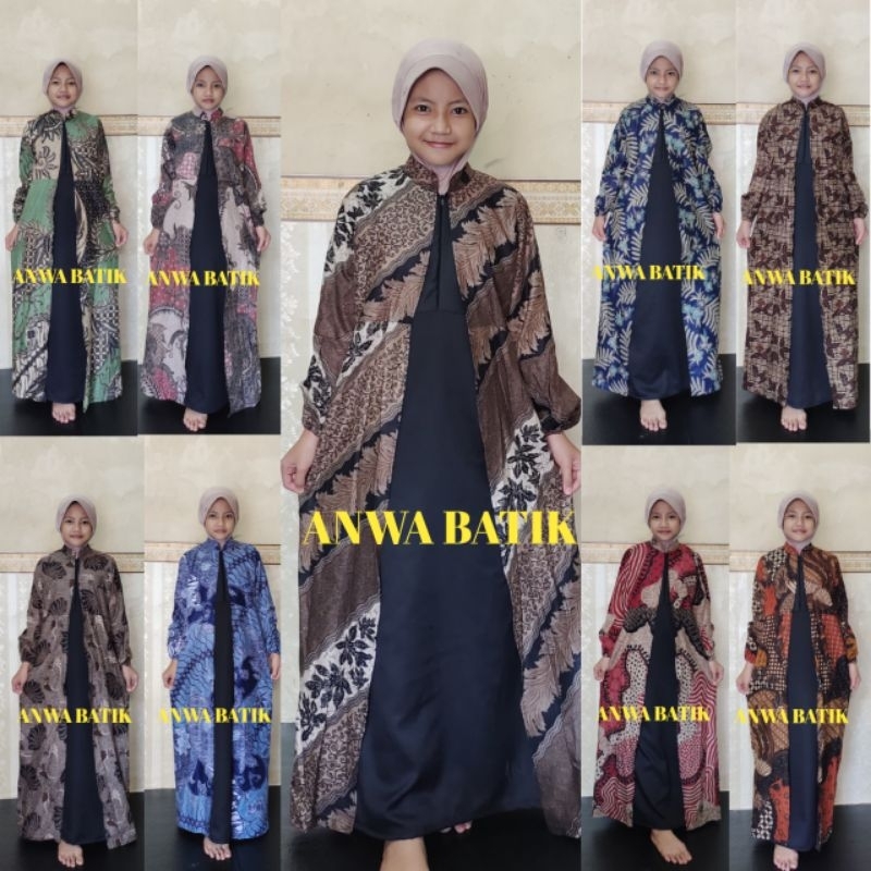 Baju Batik Gamis Anak Umur 4-12 Tahun Terbaru / Gamis Batik Anak Perempuan Cardy Mix Moscrepe Cantik