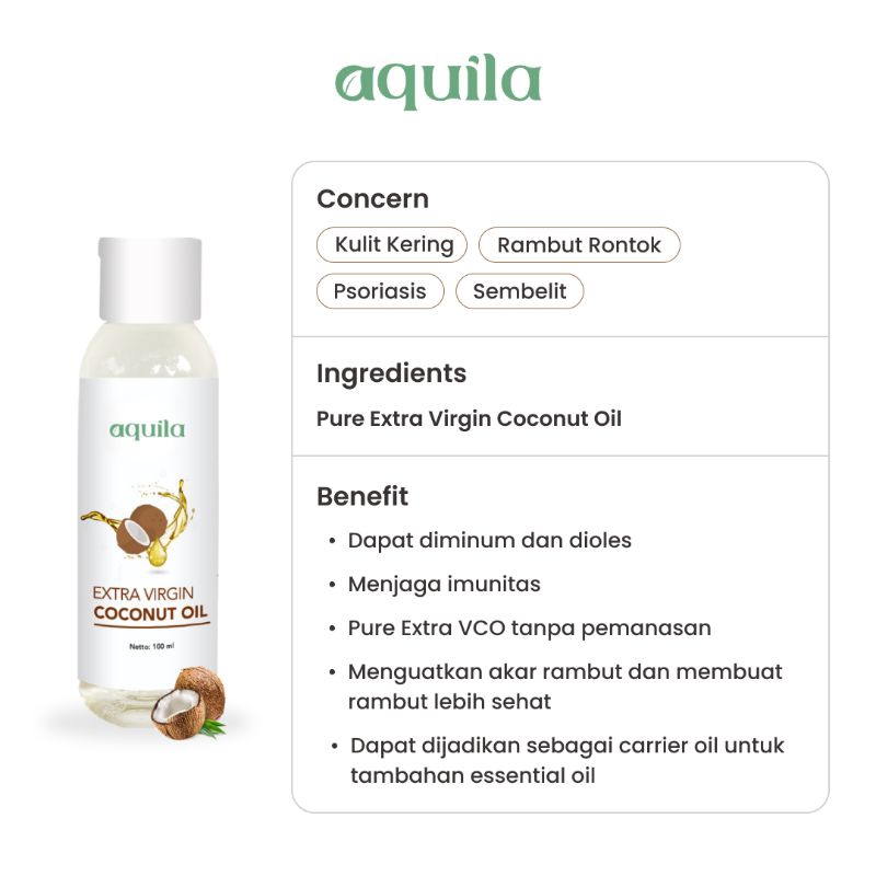 

Aquila Extra Virgin Coconut Oil Minyak Carrier Lemak MPASI