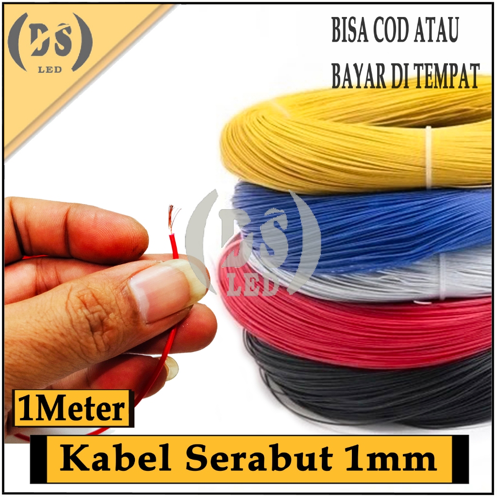 1Meter Kabel Serabut Kecil 1mm / Kabel tembaga tunggal serabut 1x20 / Kabel Warna diameter kecil 1x2