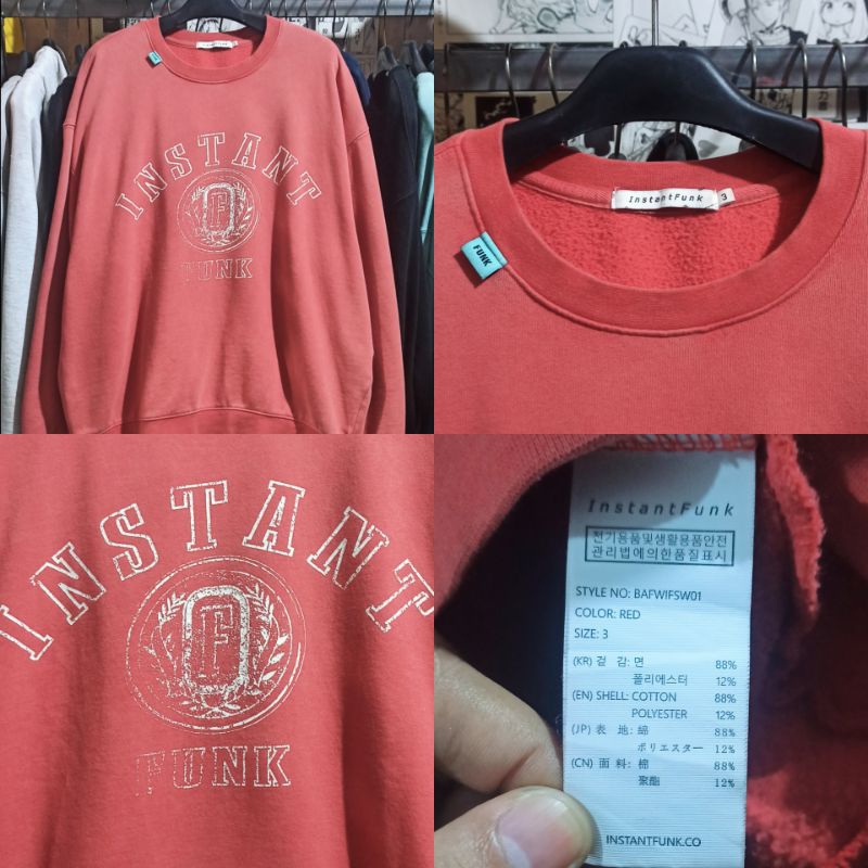 Instantfunk crewneck merah washsed