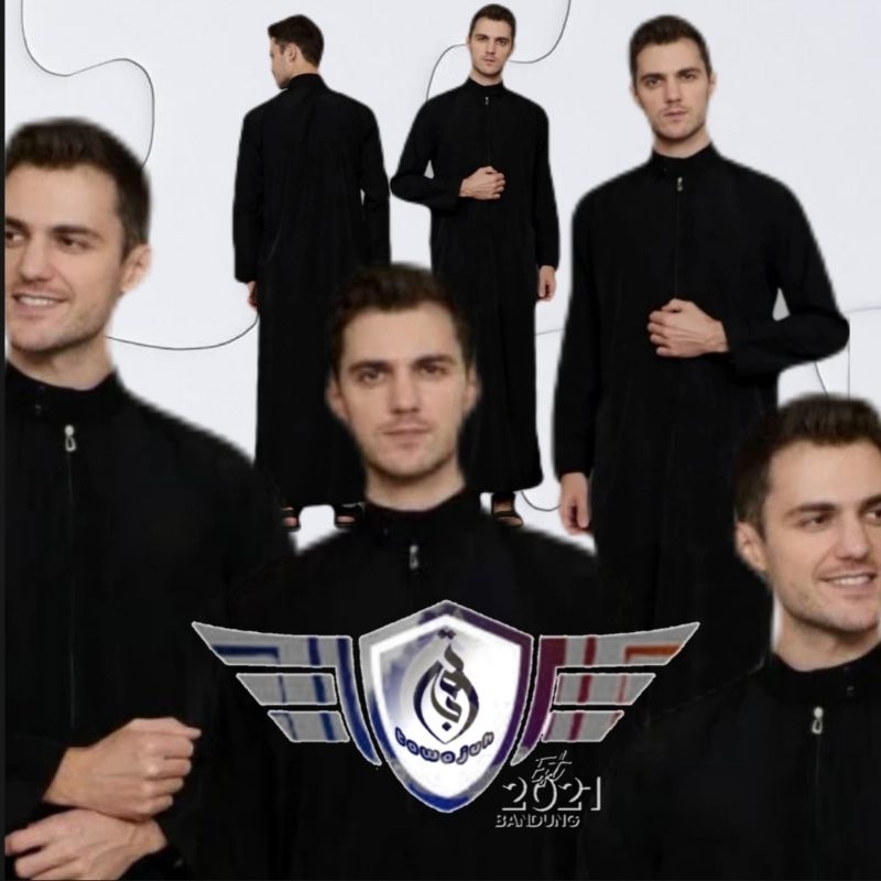 Tawajuh-Jubah gamis pria dewasa-jubah hitam polos-jubah motif polos elvano