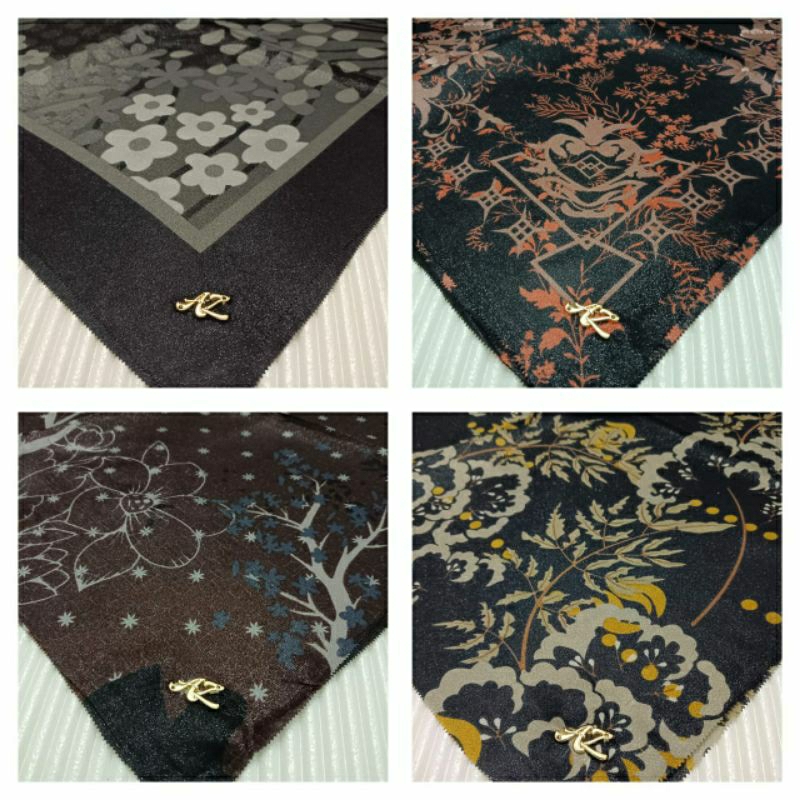 jilbab Azara nur sinar motif logo metal 110x110cm