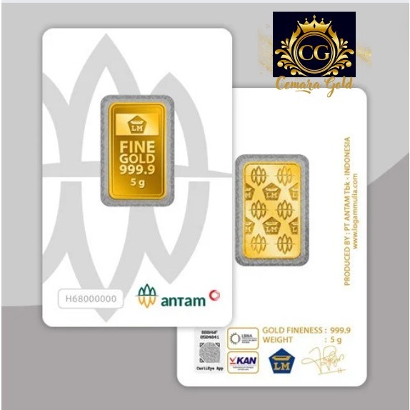 LOGAM MULIA 5gr ANTAM Certieye terbaru redmark/non redmark 24 Karat ready stock kondisi mulus