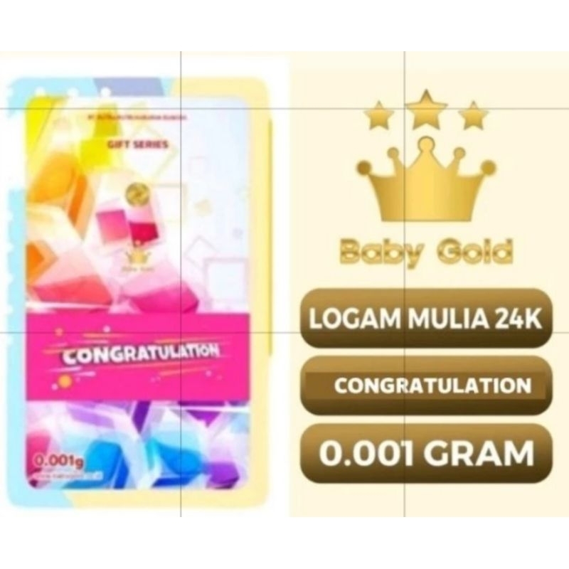 Logam Mulia Emas Baby Gold 0,001 Gram Congratulation