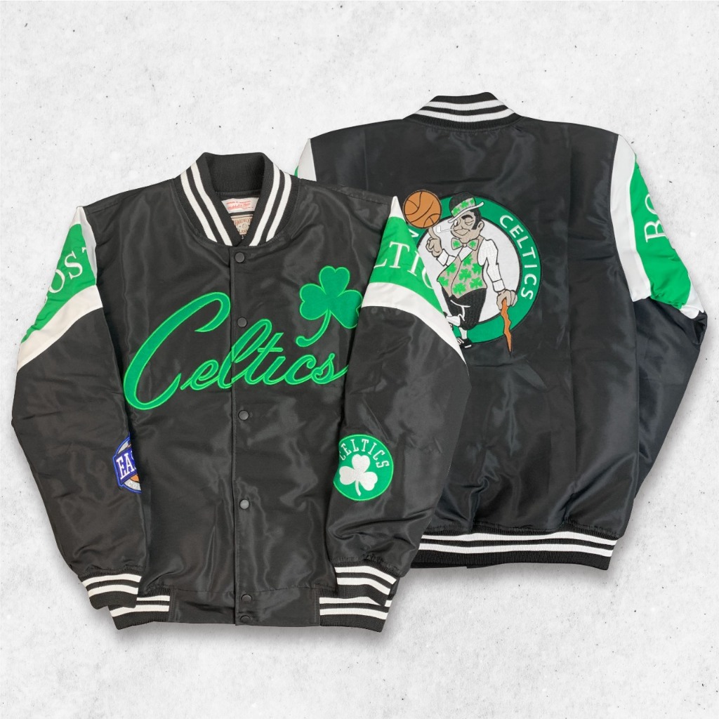 Vintage Boston Celtics White Satin Jacket - Unisex Full-Snap Varsity Bomber