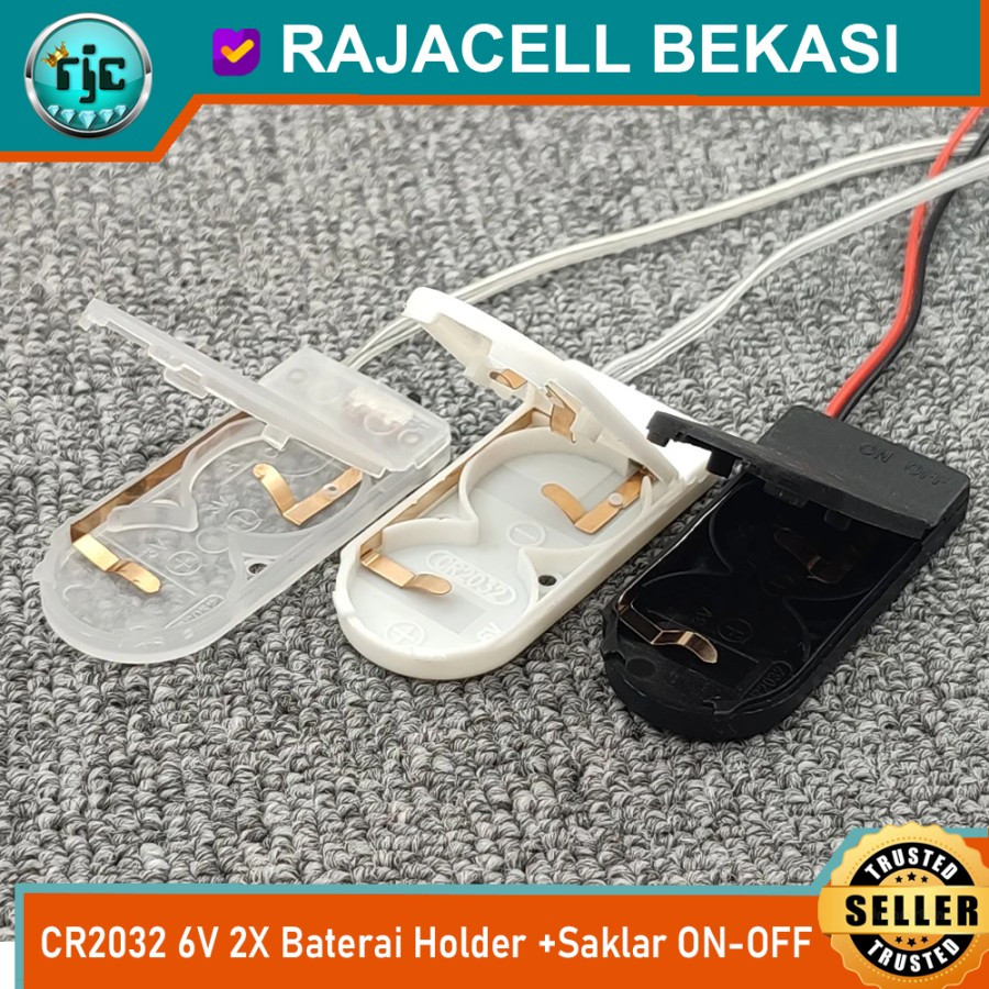 Baterai Holder 2X CR2032 6V Battery Case Tempat Baterai +Saklar ON OFF