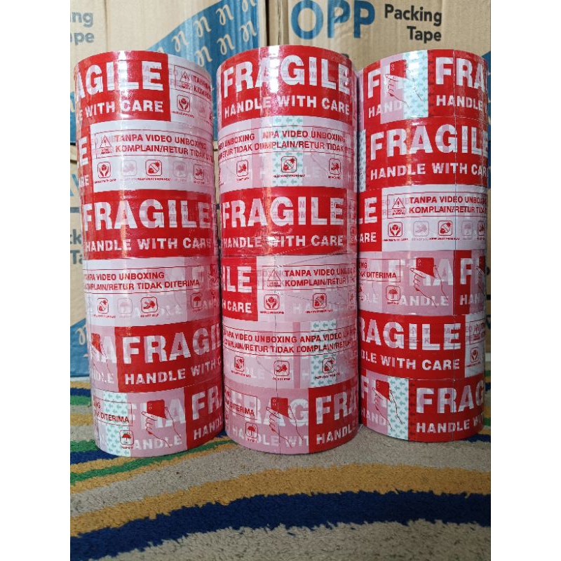 LAKBAN FRAGILE VIDEO UNBOXING(6PCS) 45X100 YARD FRAGILE MERAH PUTIH 100 YARD & 72 YARD