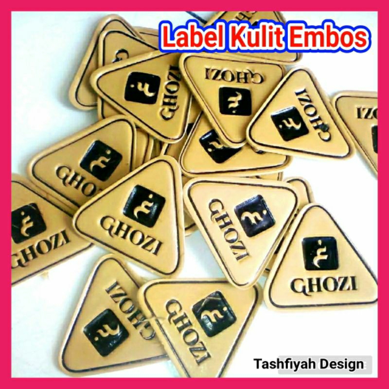 Label Embos Kulit Grafir Merek